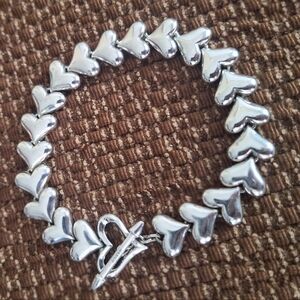 MARGO Manhattan Sterling Silver Puffy Heart Bracelet Toggle J437273 Valentine 7"